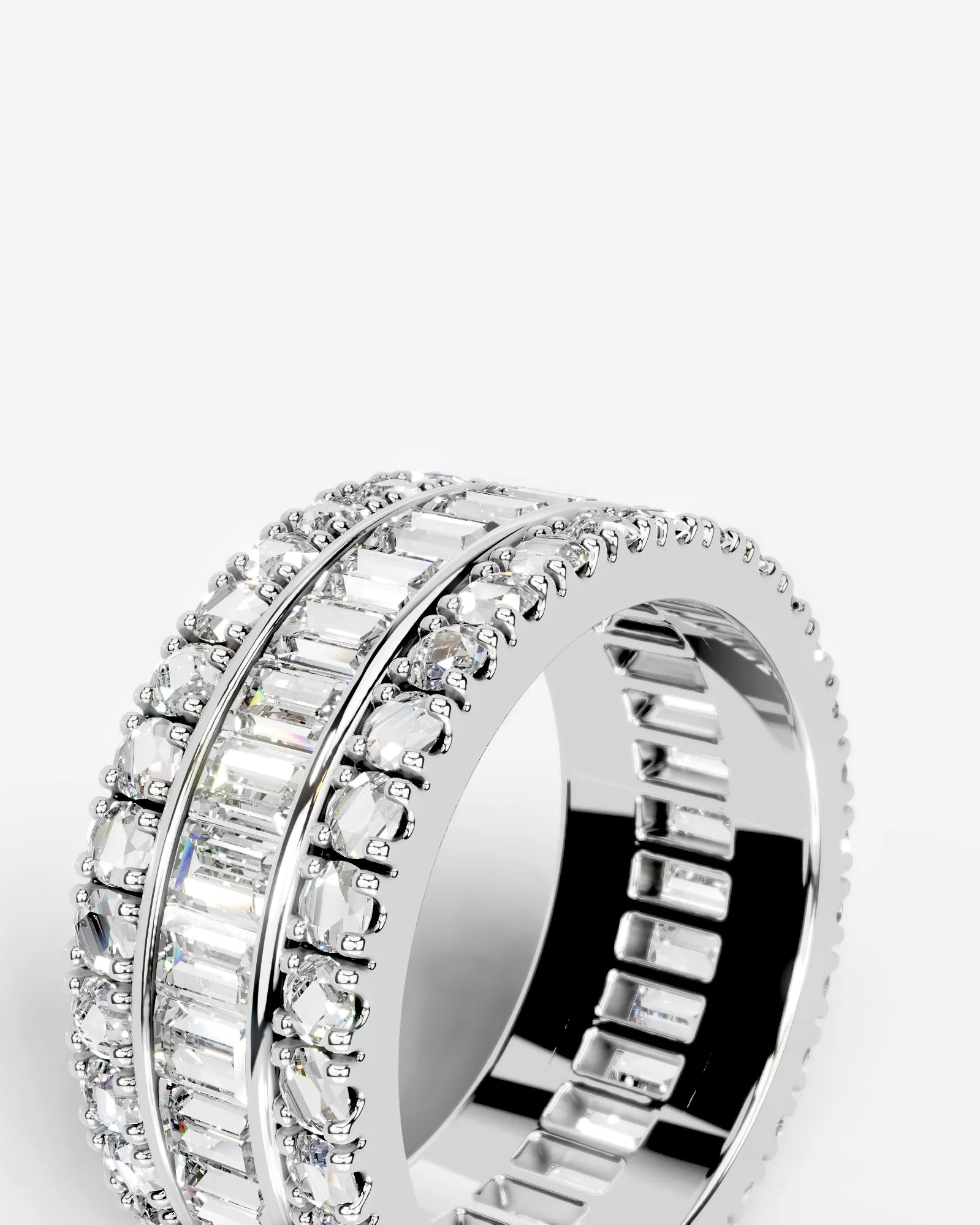 Paige Lab Grown Baguette Diamond Wedding Ring - White Gold - 18K - 3ct