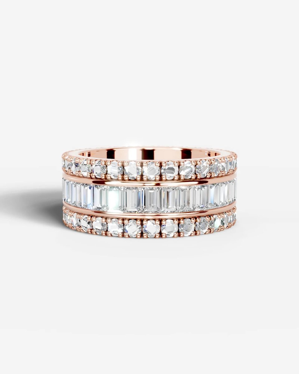 Paige Lab Grown Baguette Diamond Wedding Ring - Rose Gold