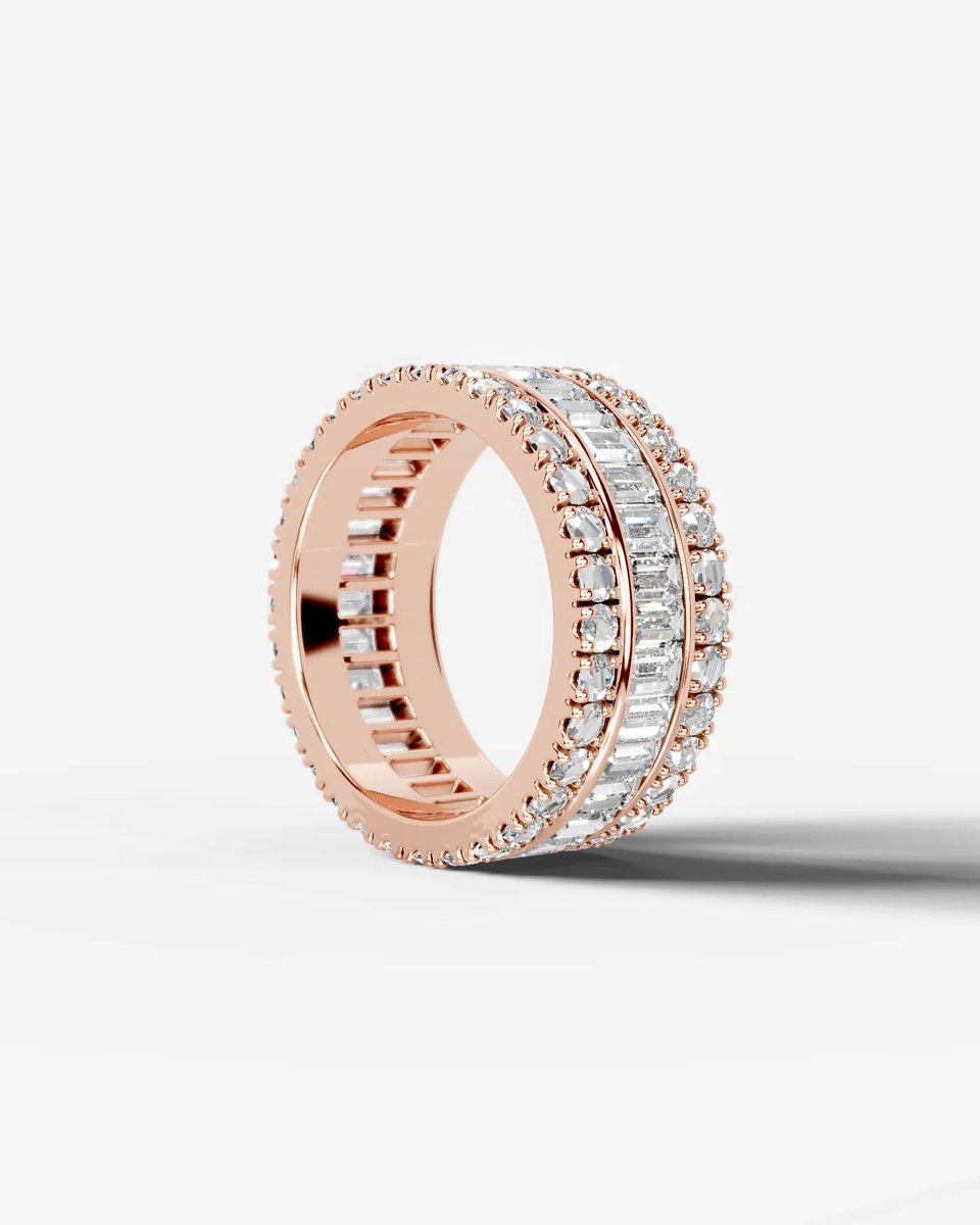 Paige Lab Grown Baguette Diamond Wedding Ring - Rose Gold