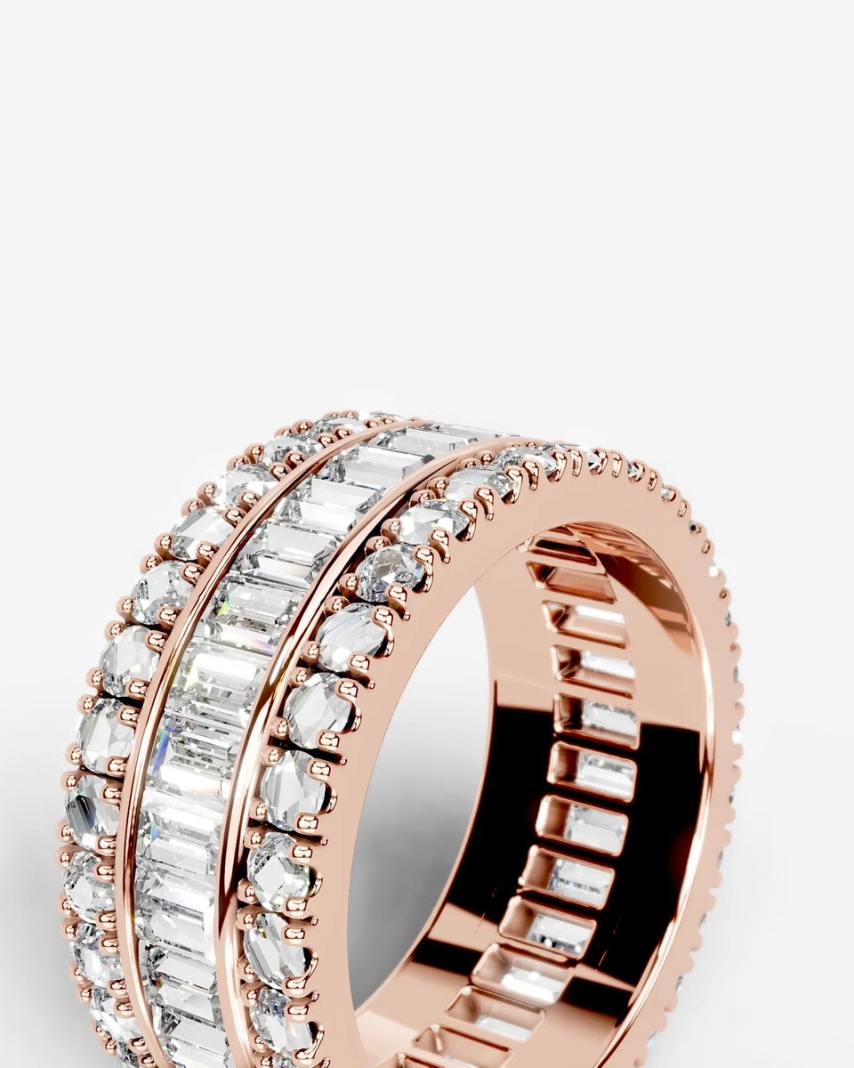 Paige Lab Grown Baguette Diamond Wedding Ring - Rose Gold