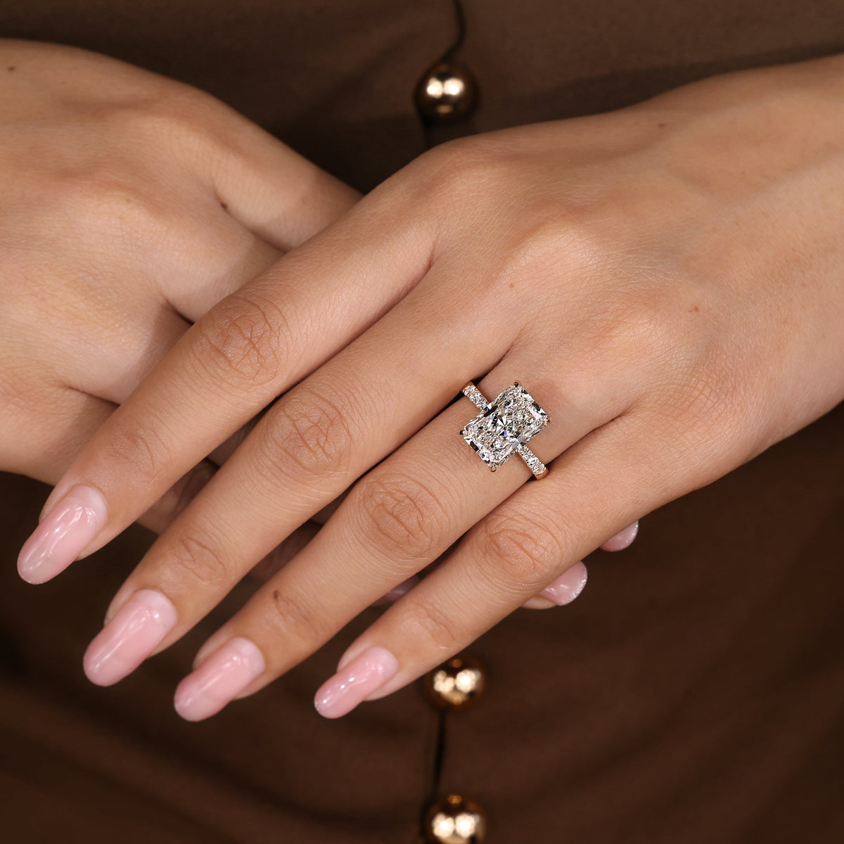 IGI Certified 5 Carat Radiant Cut Diamond Ring in Pave Setting