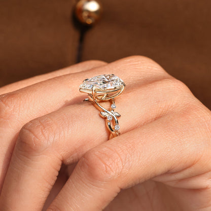 5 - 10 Carat IGI Certified Pear Cut Nature Inspired Engagement Ring