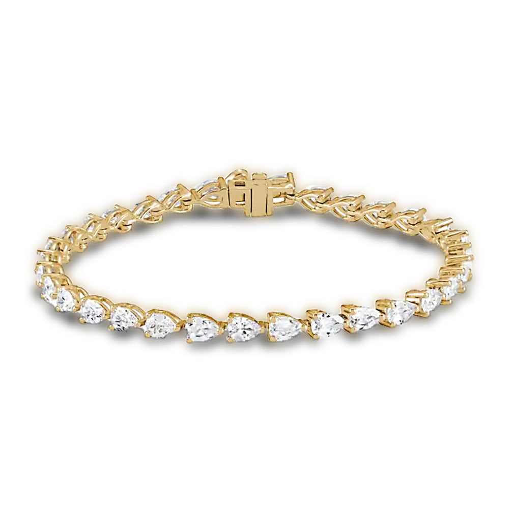 Pear Shape Diamond Tennis Bracelet - 14K Yellow Gold - F-G Color VS1-VS2 Clarity