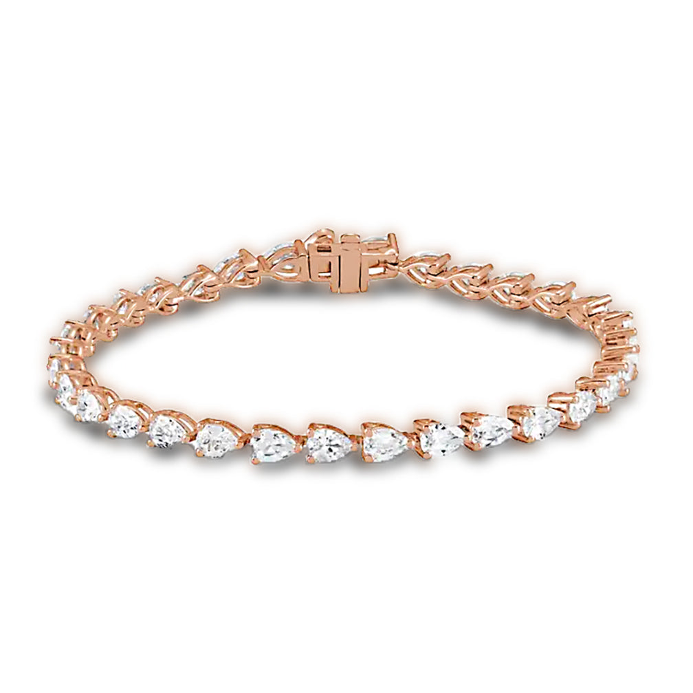 Pear Shape Diamond Tennis Bracelet - 14K Rose Gold - F-G Color VS1-VS2 Clarity