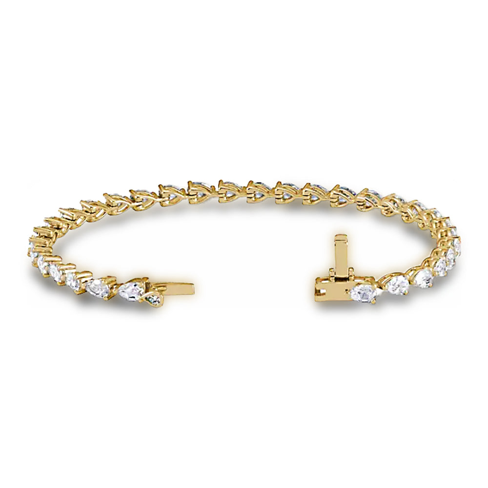 Pear Shape Diamond Tennis Bracelet - 14K White Gold - F-G Color VS1-VS2 Clarity