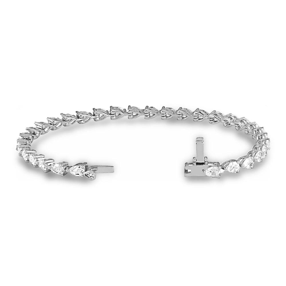 Pear Shape Diamond Tennis Bracelet - 14K White Gold - E-F Color VS1-VS2 Clarity