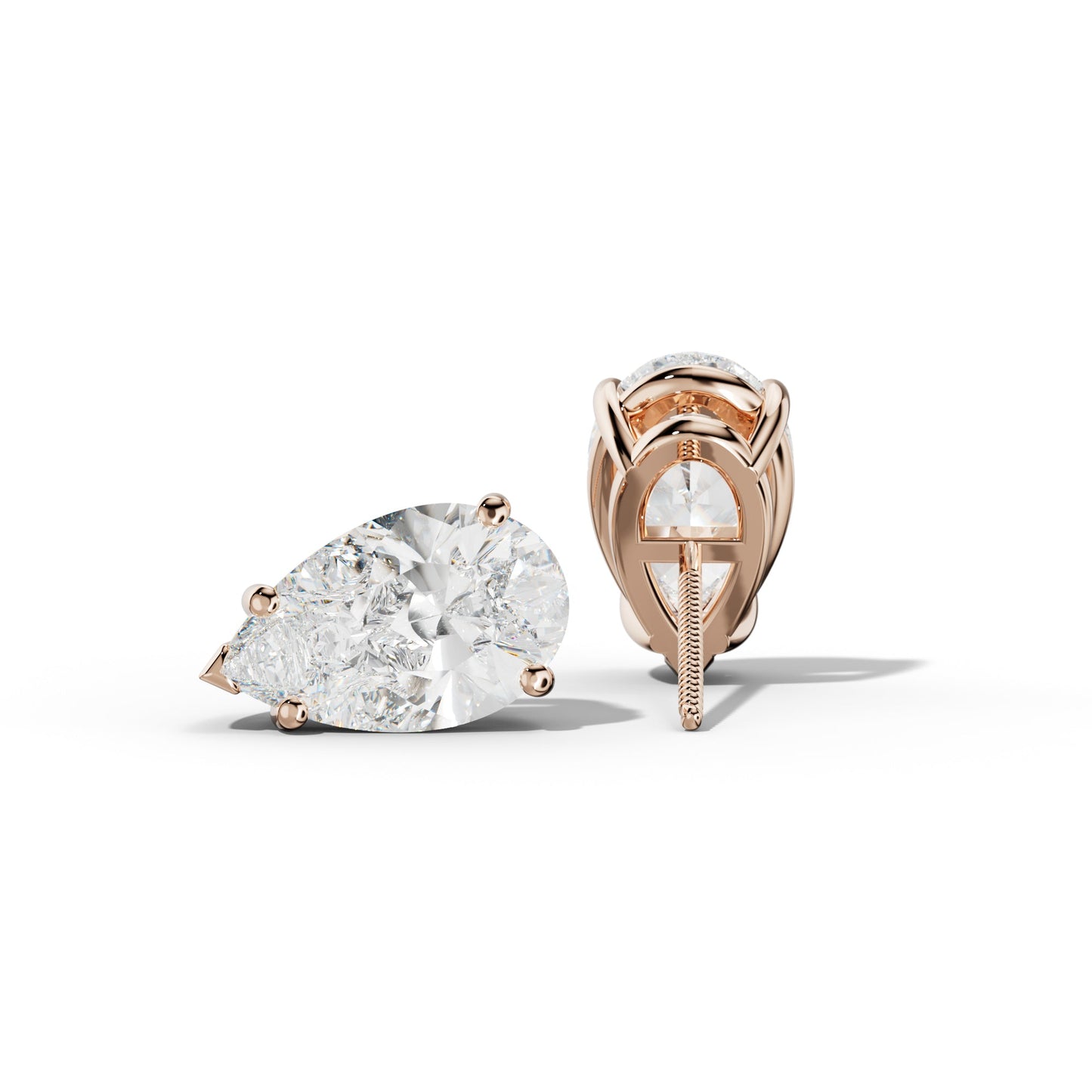 Pear Shape Diamond Stud Earrings With Four Classic And V Prongs - 1/2 - Platinum 950
