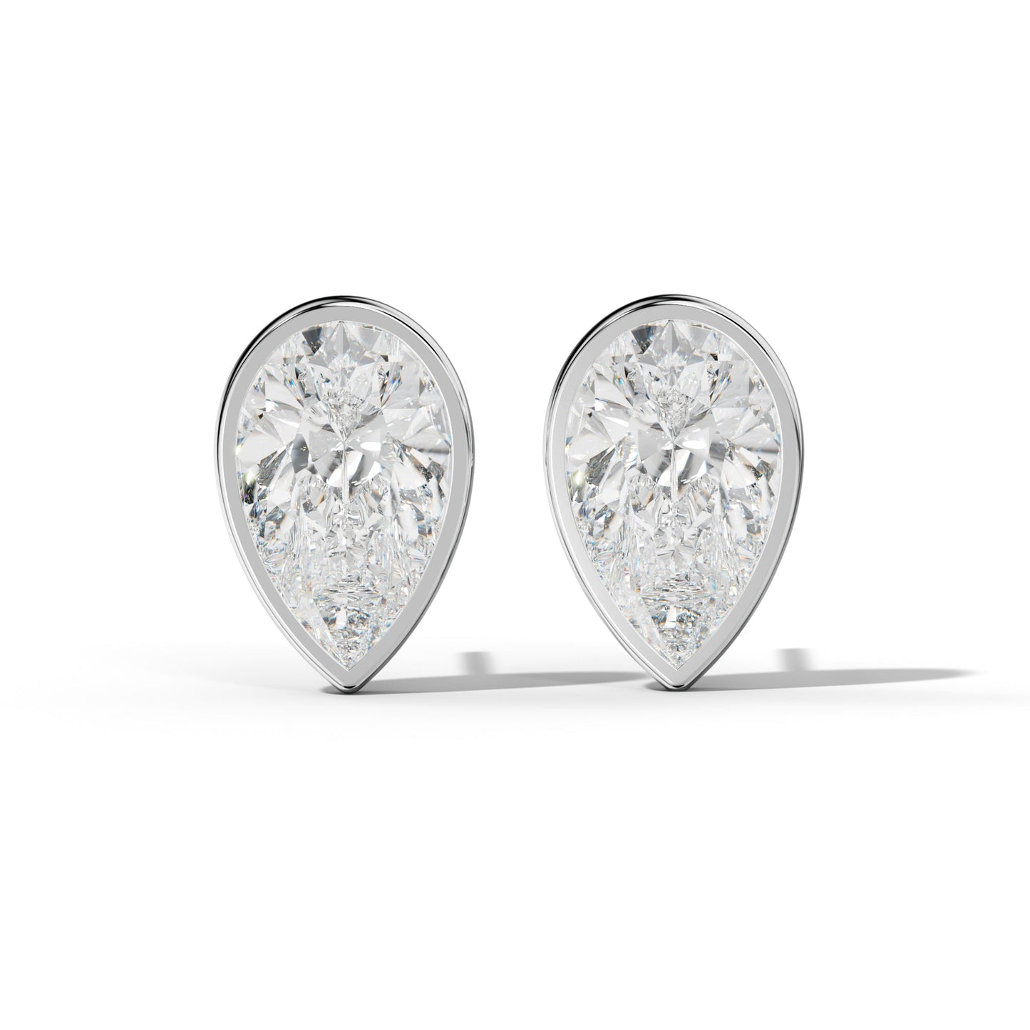 Pear Shape Diamond Stud Earrings With Martini Bezel Set - 1/2 - 14K Rose Gold