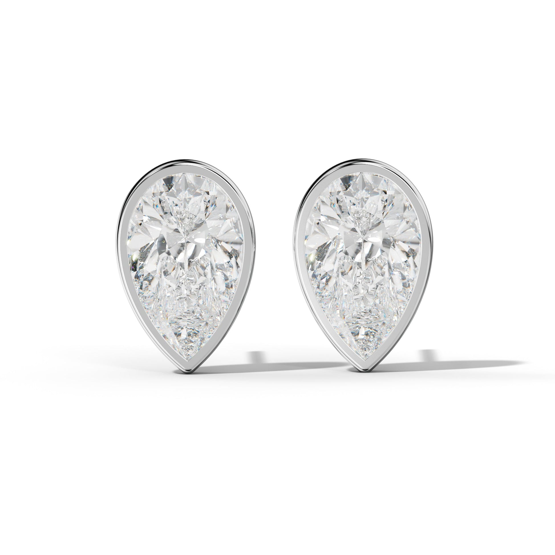Pear Shape Diamond Stud Earrings With Martini Bezel Set - 1/2 - 14K Rose Gold