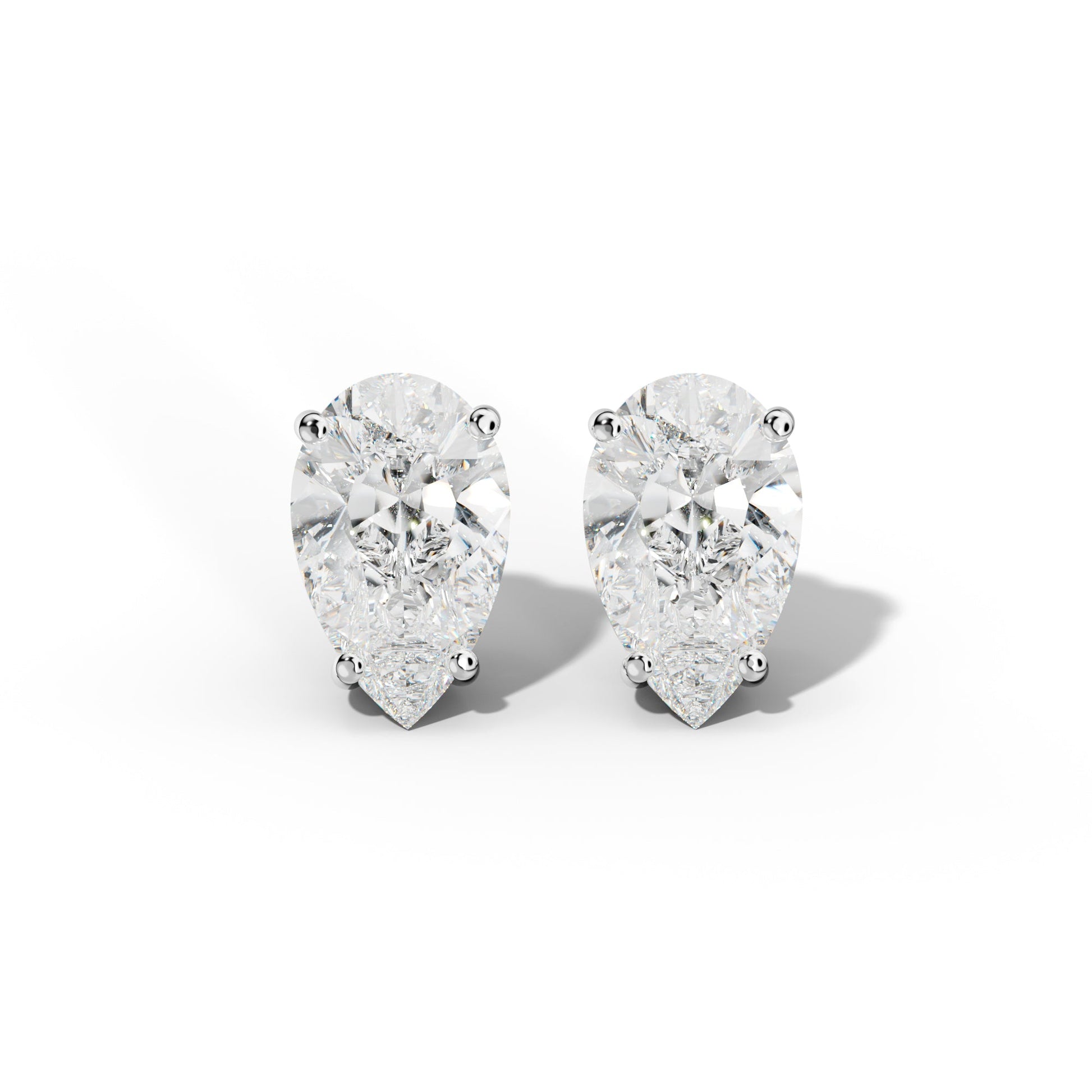 Classic Pear Shape Diamond Stud Earrings - 1/2 - 18K White Gold