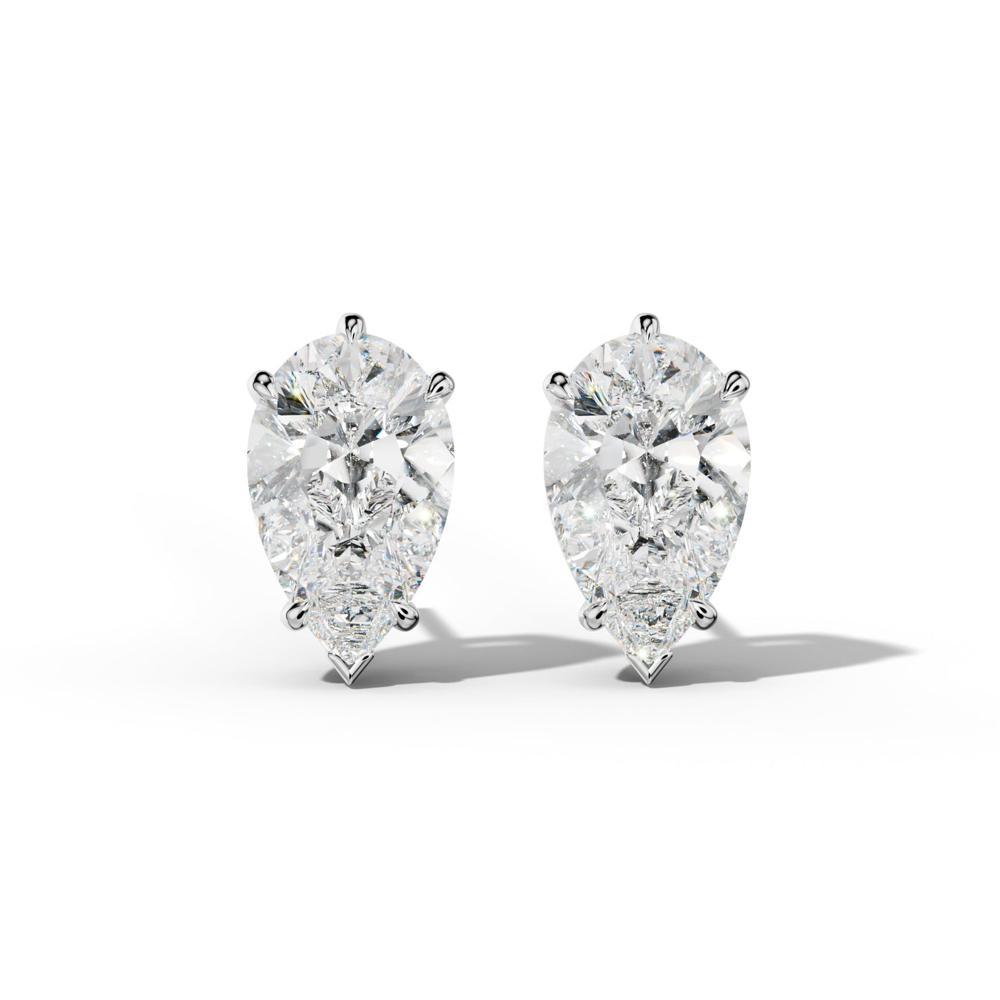 Pear Shape Diamond Stud Earrings With V Prong Setting - 1/2 - 14K Rose Gold