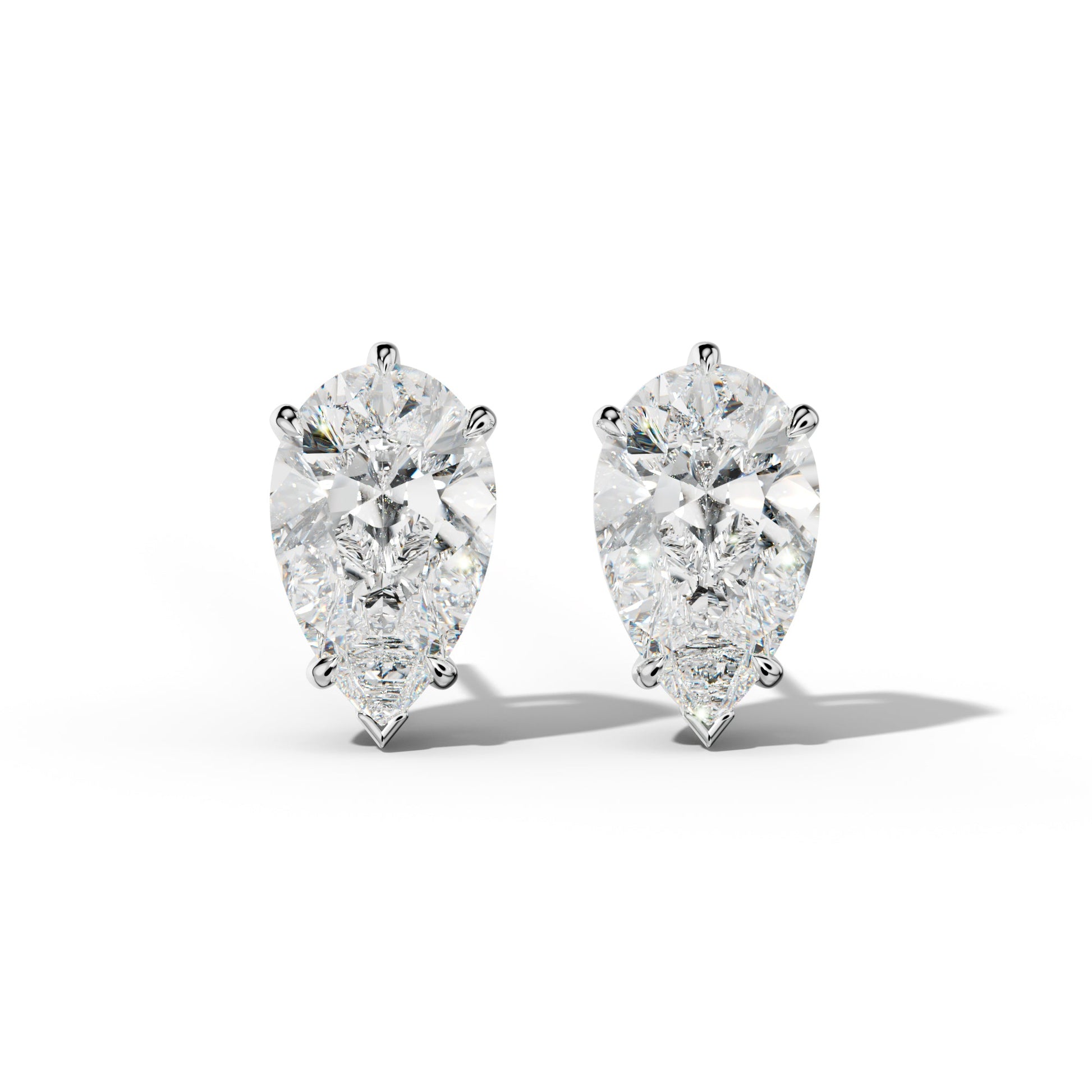 Pear Shape Diamond Stud Earrings With V Prong Setting - 1/2 - 14K Rose Gold