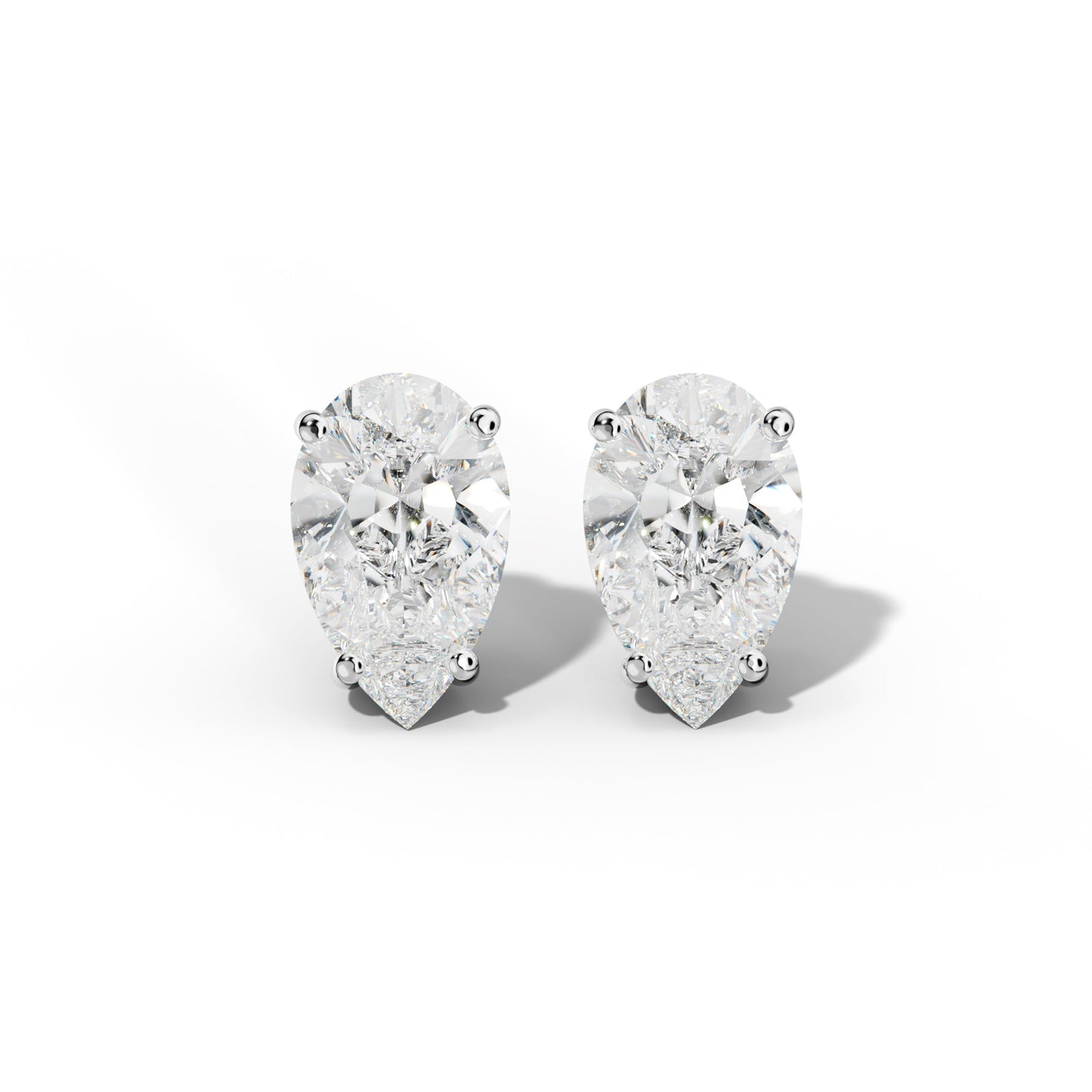 Pear Shape Diamond Stud Earrings With Classic Four Prongs - 1/2 - 14K Rose Gold