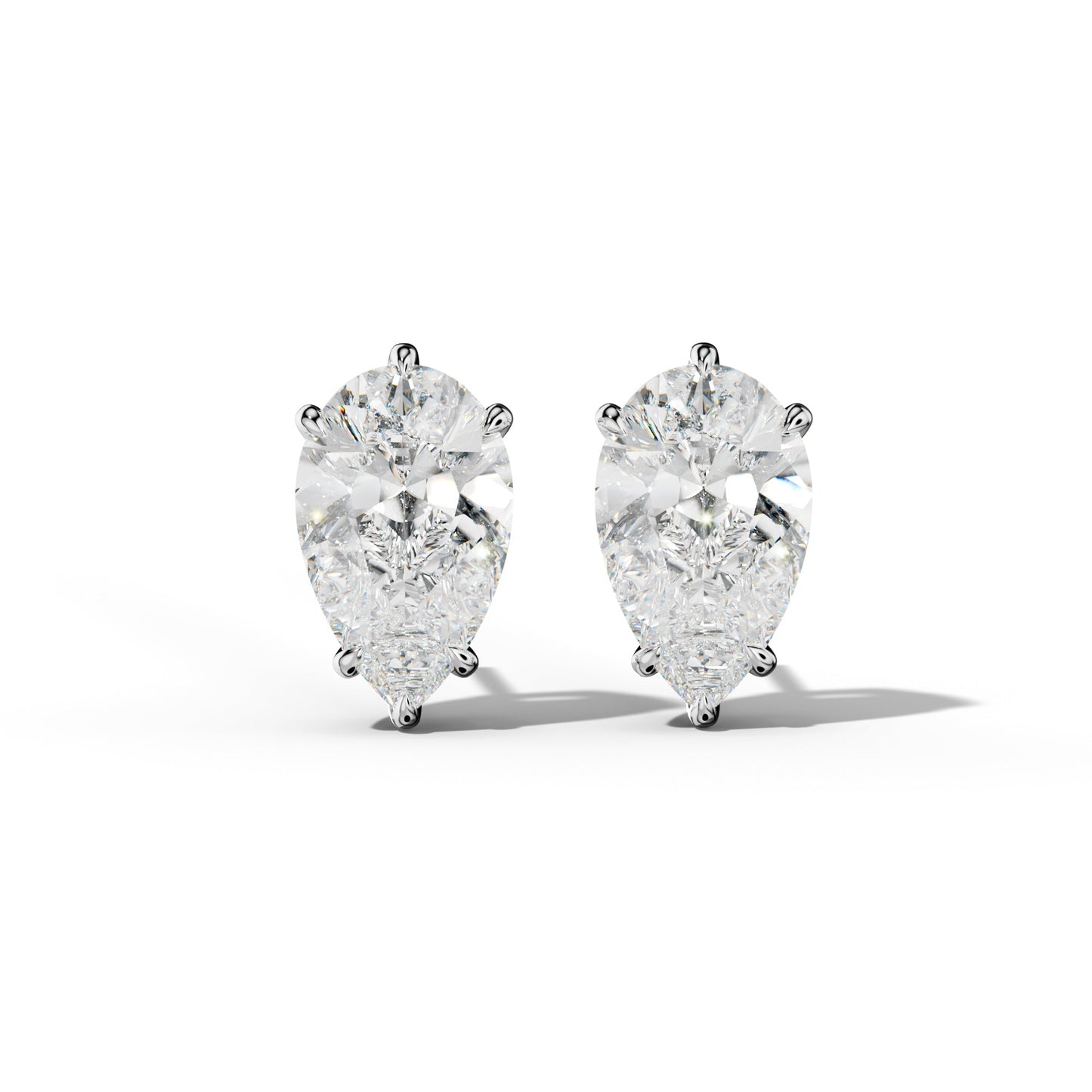 Pear Shape Diamond Stud Earrings With Six Prongs - 1/2 - 14K Rose Gold