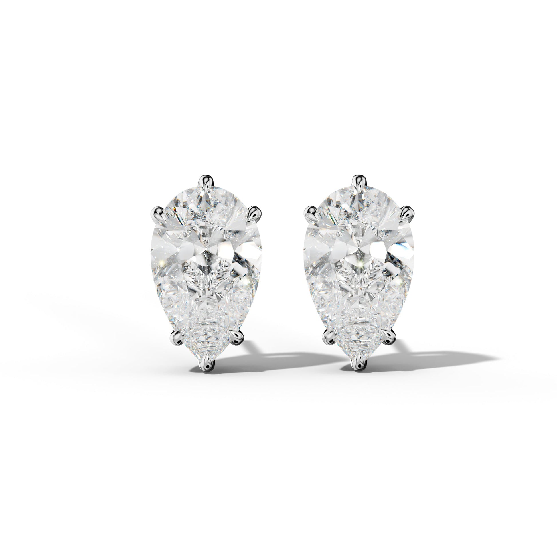 Pear Shape Diamond Stud Earrings With Six Prongs - 1/2 - 14K Rose Gold