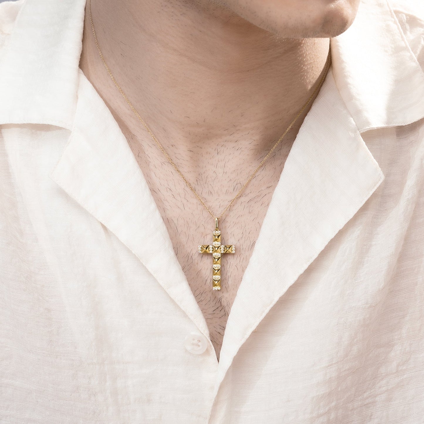 Pyramid Cross Pendant Necklace