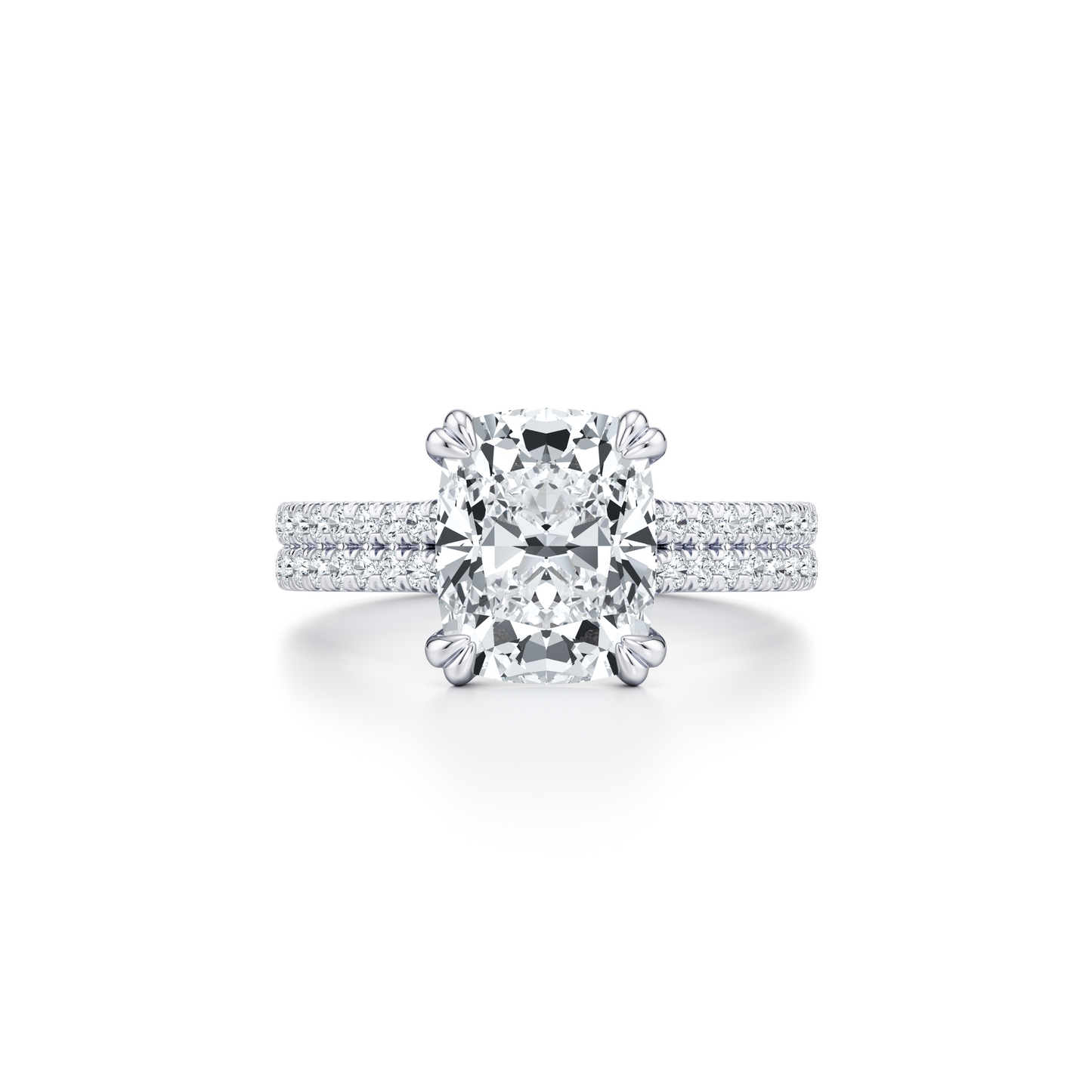Lara Jewels High Jewellry High Jewelry | Elle Antique Cushion Solitaire Lab Diamond Engagement Ring - Antique Cushion - Platinum - Front View
