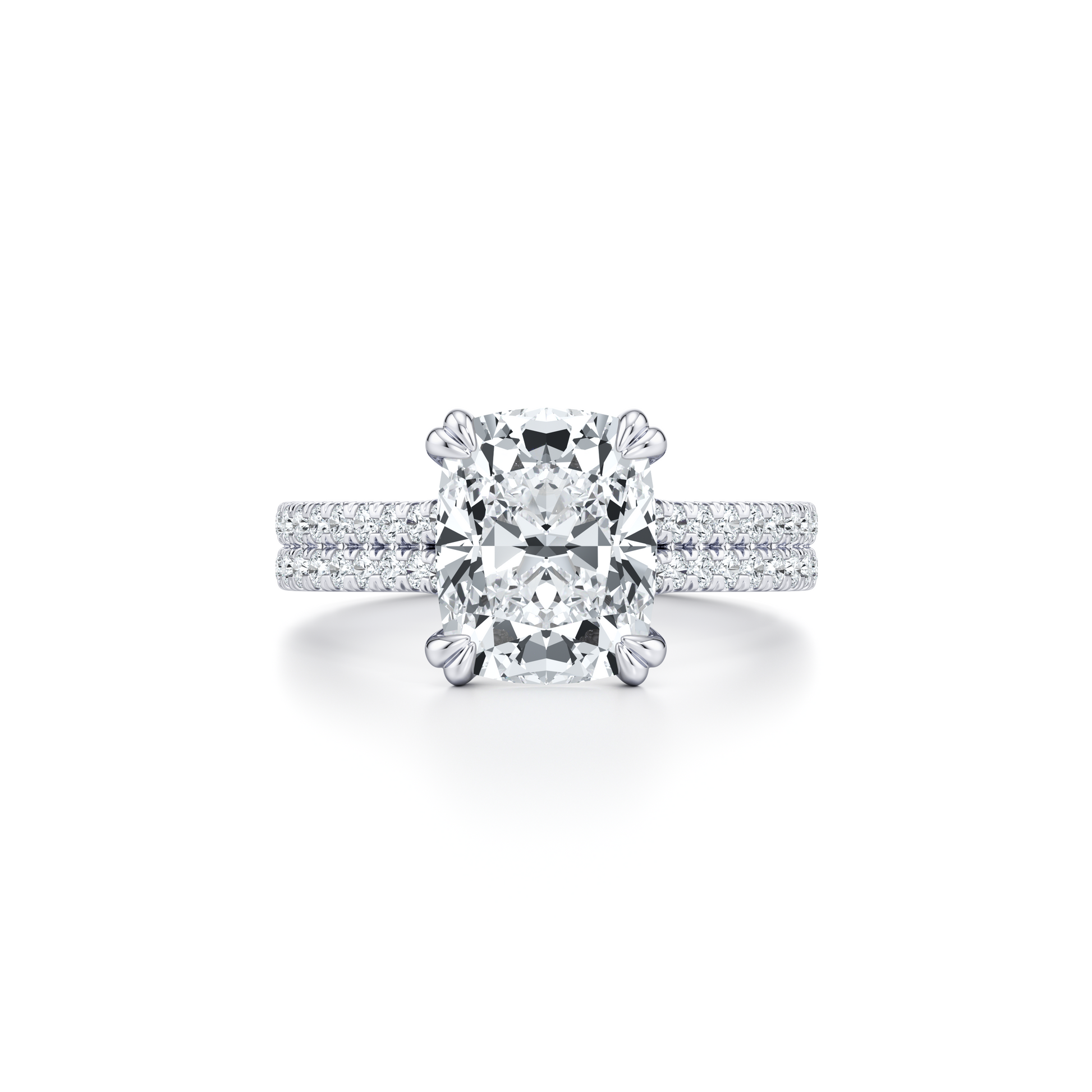 Lara Jewels High Jewellry High Jewelry | Elle Antique Cushion Solitaire Lab Diamond Engagement Ring - Antique Cushion - Platinum - Front View