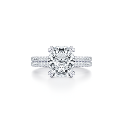 Lara Jewels High Jewellry High Jewelry | Elle Antique Cushion Solitaire Lab Diamond Engagement Ring - Antique Cushion - Platinum - Front View