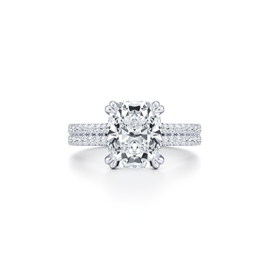 Lara Jewels High Jewellry High Jewelry | Elle Antique Cushion Solitaire Lab Diamond Engagement Ring - Antique Cushion - Platinum - Front View