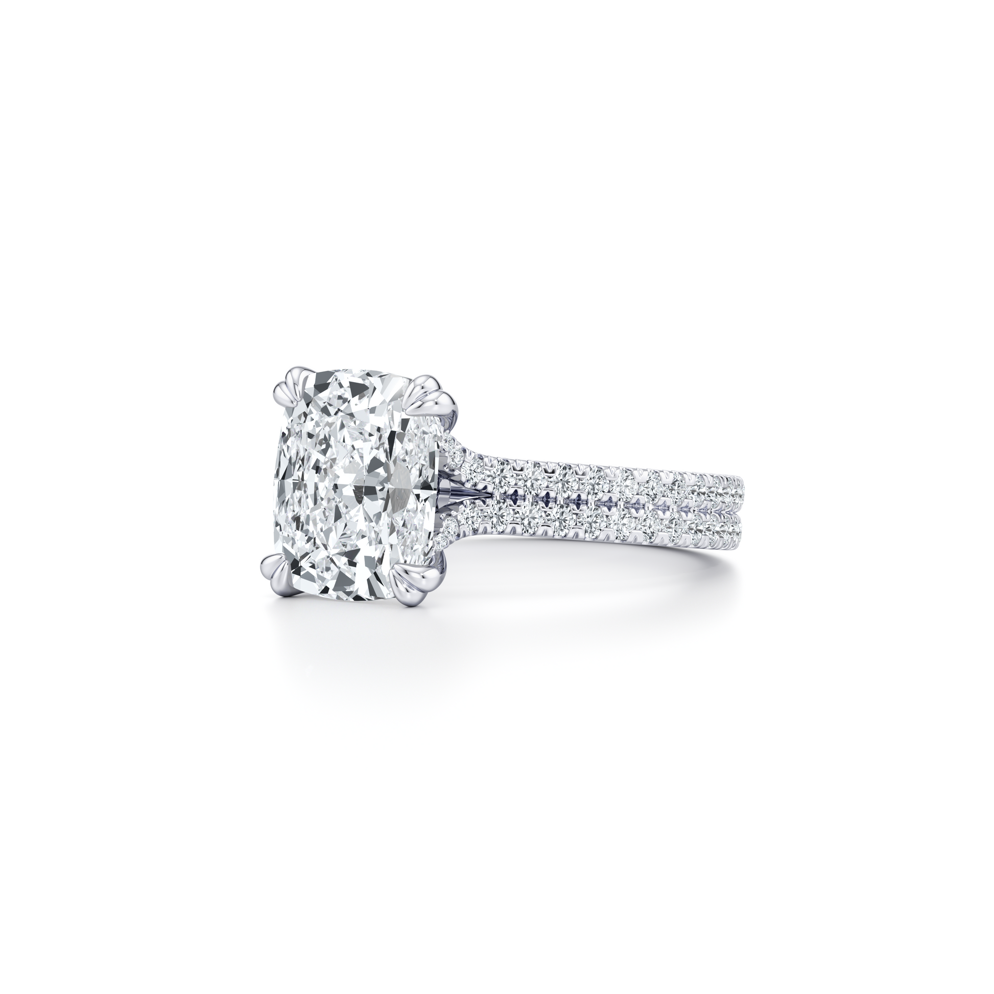 Lara Jewels High Jewellry High Jewelry | Elle Antique Cushion Solitaire Lab Diamond Engagement Ring - Antique Cushion - Platinum - Side View