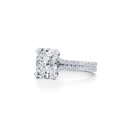 Lara Jewels High Jewellry High Jewelry | Elle Antique Cushion Solitaire Lab Diamond Engagement Ring - Antique Cushion - Platinum - Side View