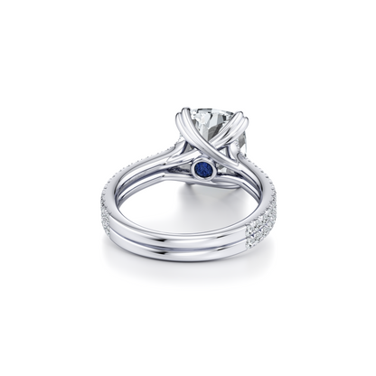 Lara Jewels High Jewellry High Jewelry | Elle Antique Cushion Solitaire Lab Diamond Engagement Ring - Antique Cushion - Platinum - Angle View