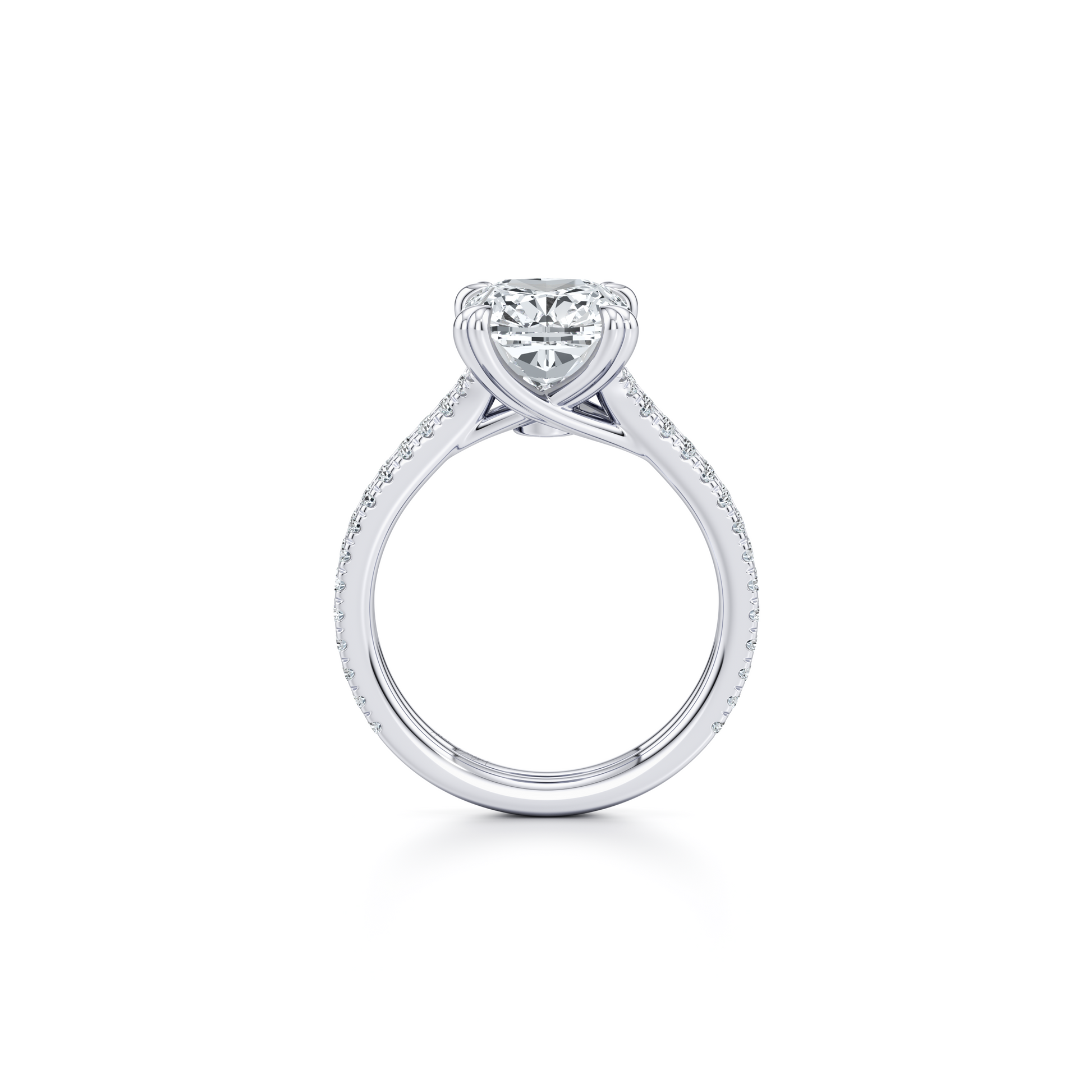 Lara Jewels High Jewellry High Jewelry | Elle Antique Cushion Solitaire Lab Diamond Engagement Ring - Antique Cushion - Platinum - Detail View