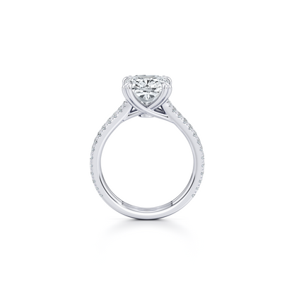 Lara Jewels High Jewellry High Jewelry | Elle Antique Cushion Solitaire Lab Diamond Engagement Ring - Antique Cushion - Platinum - Detail View