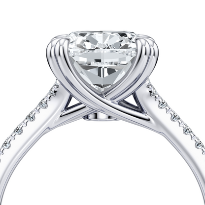 Lara Jewels High Jewellry High Jewelry | Elle Antique Cushion Solitaire Lab Diamond Engagement Ring - Antique Cushion - Platinum - Lifestyle View