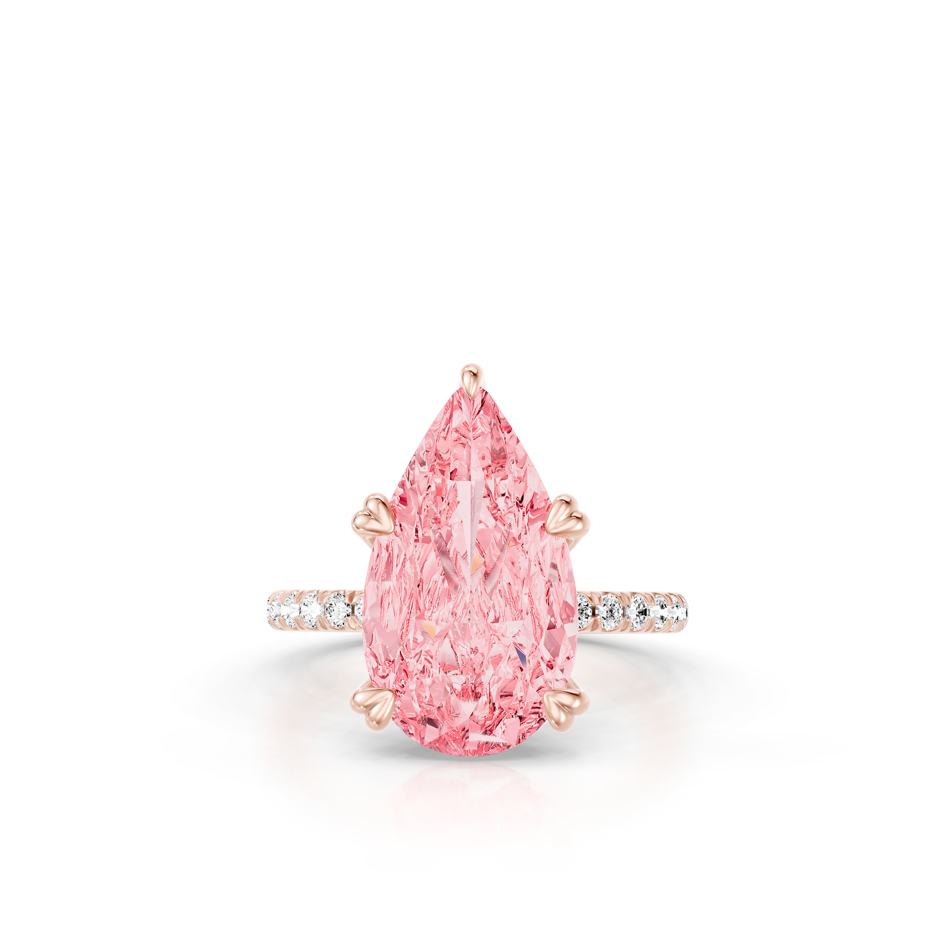Lara Jewels High Jewellry High Jewelry | SOHO Cobblestone Pear Cut Pink Diamond Engagement Ring - Pear - 18k Rose Gold - Front View