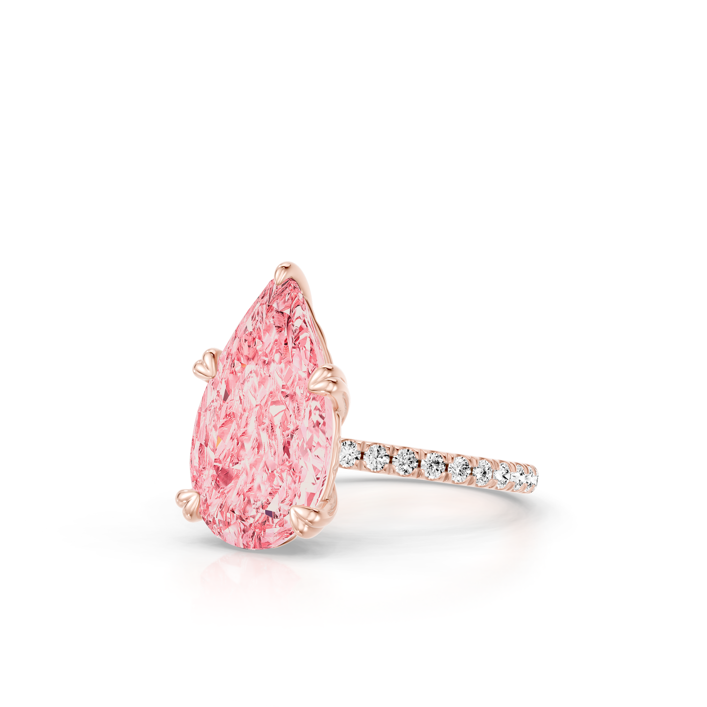 Lara Jewels High Jewellry High Jewelry | SOHO Cobblestone Pear Cut Pink Diamond Engagement Ring - Pear - 14k Rose Gold - Side View