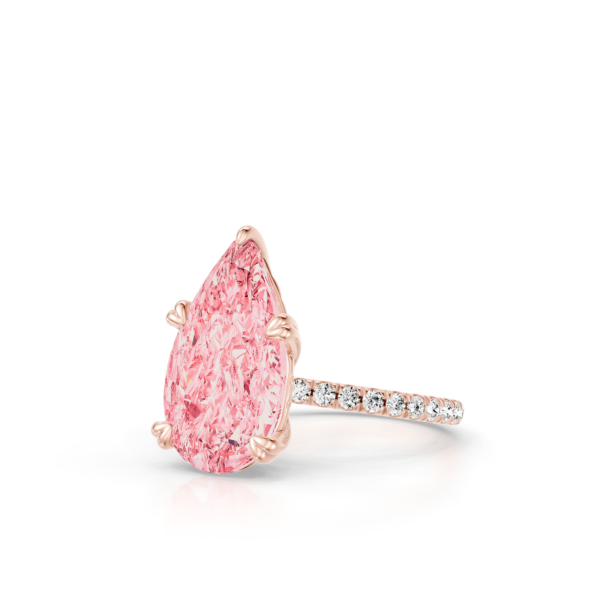 Lara Jewels High Jewellry High Jewelry | SOHO Cobblestone Pear Cut Pink Diamond Engagement Ring - Pear - 14k Rose Gold - Side View