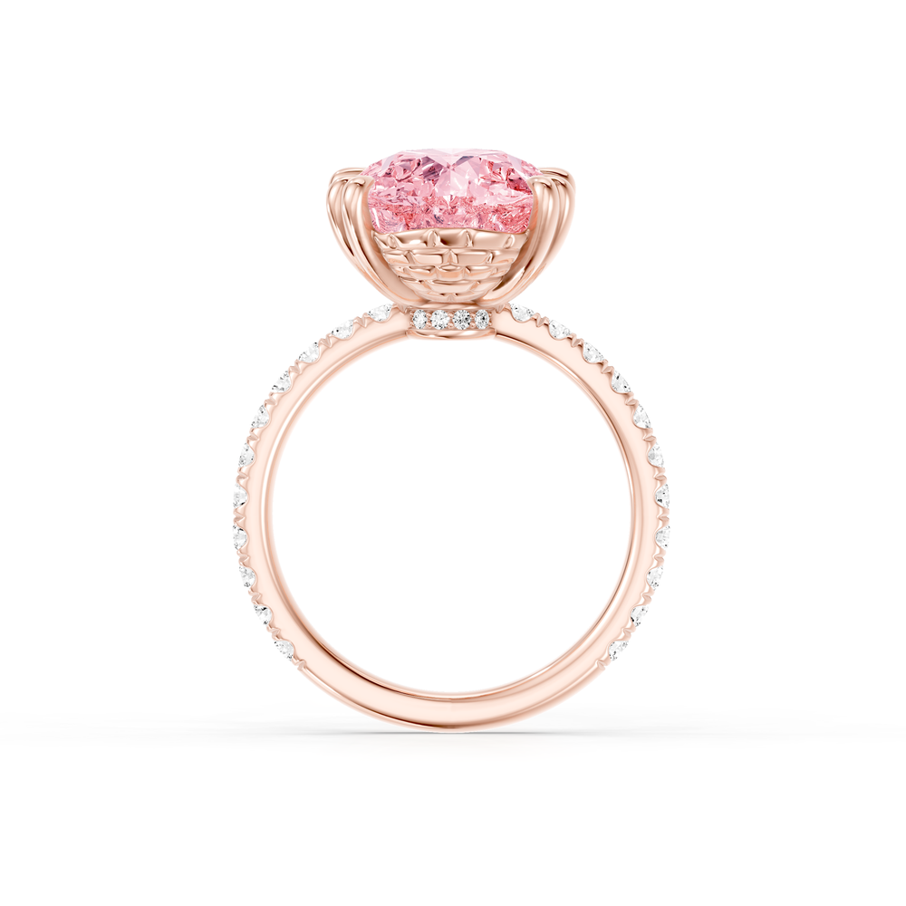 Lara Jewels High Jewellry High Jewelry | SOHO Cobblestone Pear Cut Pink Diamond Engagement Ring - Pear - 18k Rose Gold - Detail View