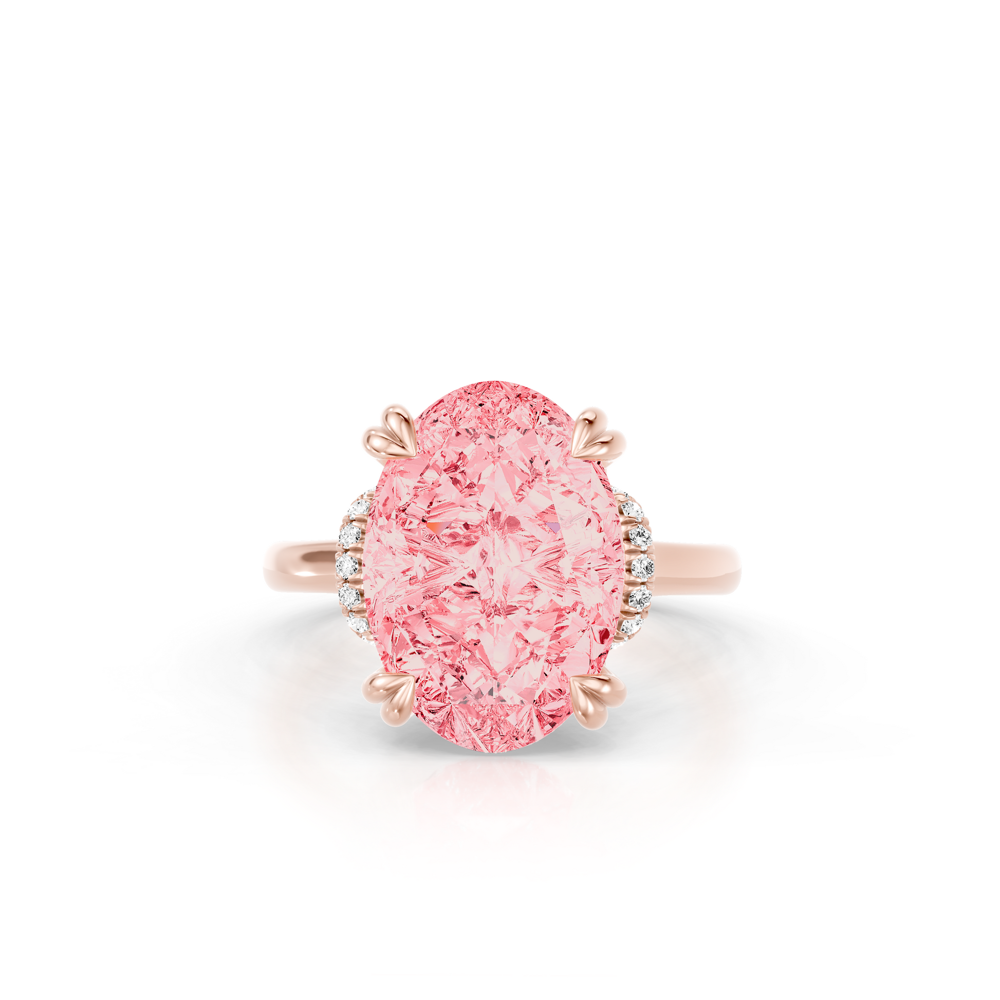 Lara Jewels High Jewellry High Jewelry | Nathalie Oval Cut Pink Diamond Solitaire Engagement Ring - Oval - 18k Rose Gold - Front View