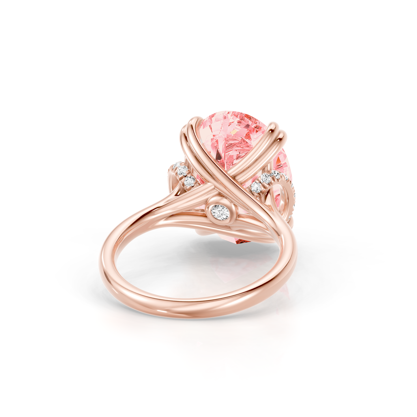Lara Jewels High Jewellry High Jewelry | Nathalie Oval Cut Pink Diamond Solitaire Engagement Ring - Oval - 18k Rose Gold - Angle View