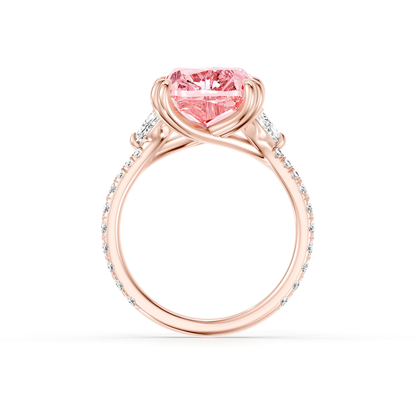 Lara Jewels High Jewellry High Jewelry | Jane Cushion Pink Diamond Three Stone Engagement Ring - Cushion - 18k Rose Gold - Detail View