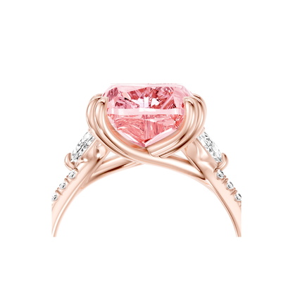 Lara Jewels High Jewellry High Jewelry | Jane Cushion Pink Diamond Three Stone Engagement Ring - Cushion - 18k Rose Gold - Lifestyle View