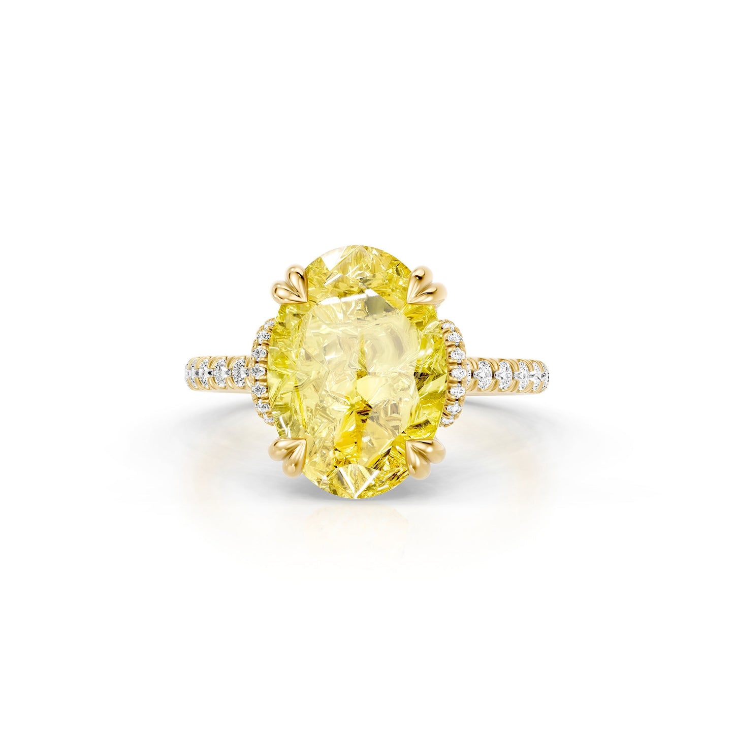 Lara Jewels High Jewellry High Jewelry | Nathalie Oval Cut Yellow Diamond Solitaire Engagement Ring - Oval - 18k Yellow Gold - Front View