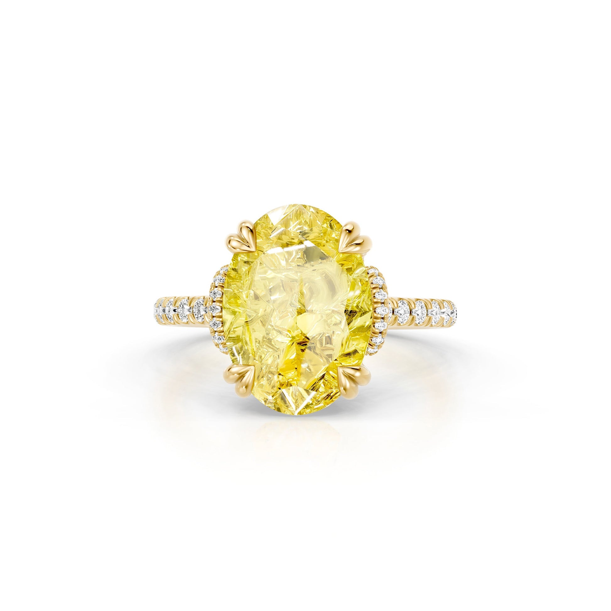 Lara Jewels High Jewellry High Jewelry | Nathalie Oval Cut Yellow Diamond Solitaire Engagement Ring - Oval - 18k Yellow Gold - Front View