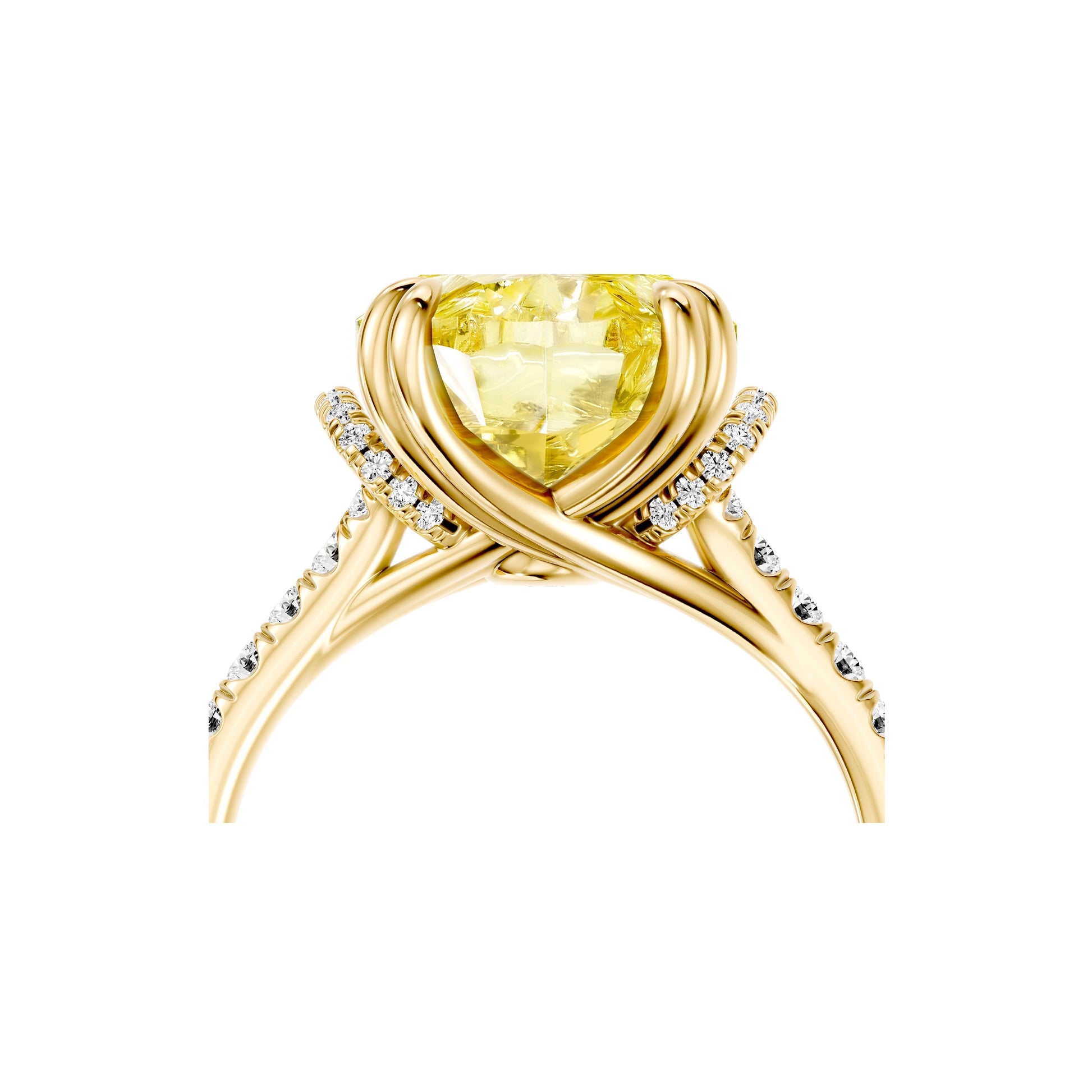Lara Jewels High Jewellry High Jewelry | Nathalie Oval Cut Yellow Diamond Solitaire Engagement Ring - Oval - 18k Yellow Gold - Lifestyle View