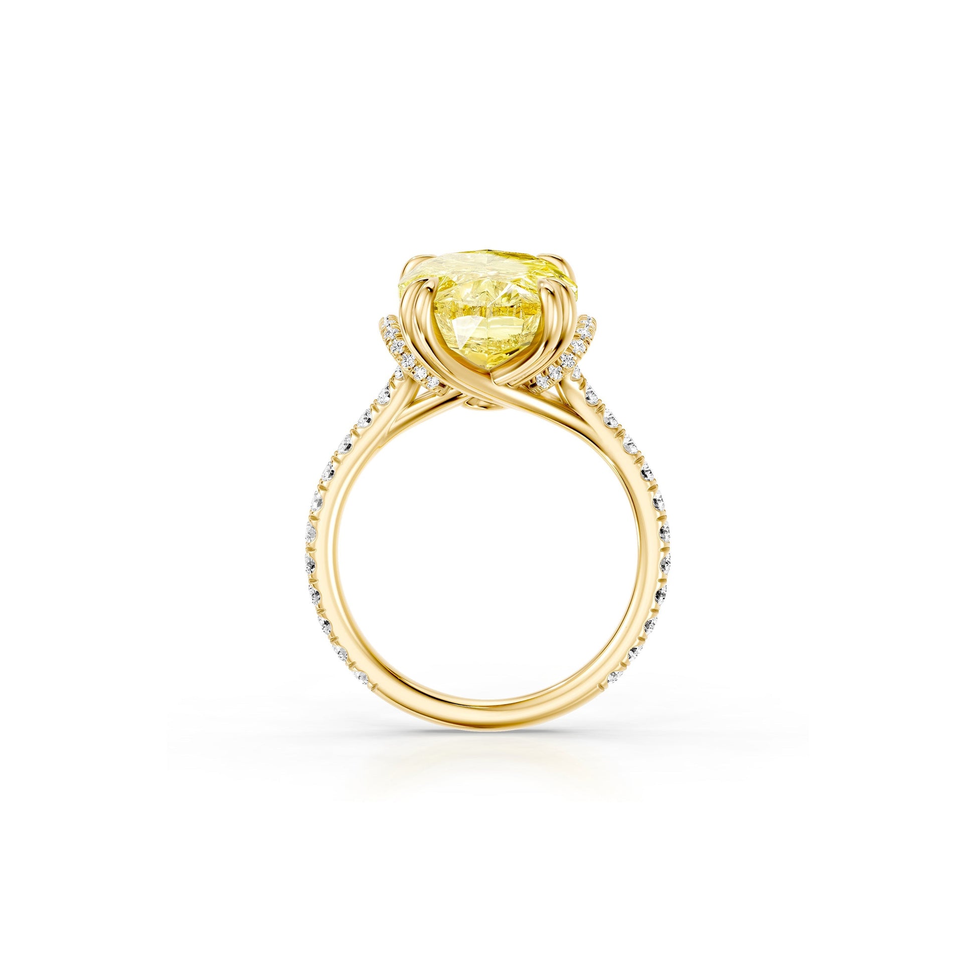 Lara Jewels High Jewellry High Jewelry | Nathalie Oval Cut Yellow Diamond Solitaire Engagement Ring - Oval - 18k Yellow Gold - Detail View