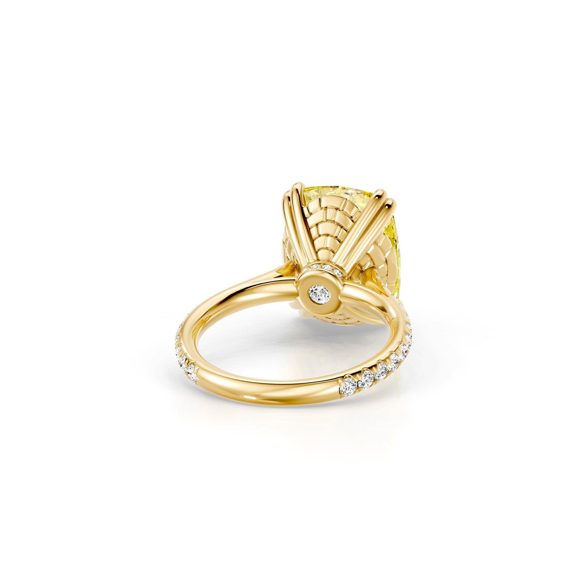 Lara Jewels High Jewellry High Jewelry | SOHO Elongated Cushion Yellow Diamond Engagement Ring - Elongated Cushion - 18k Yellow Gold - Angle View