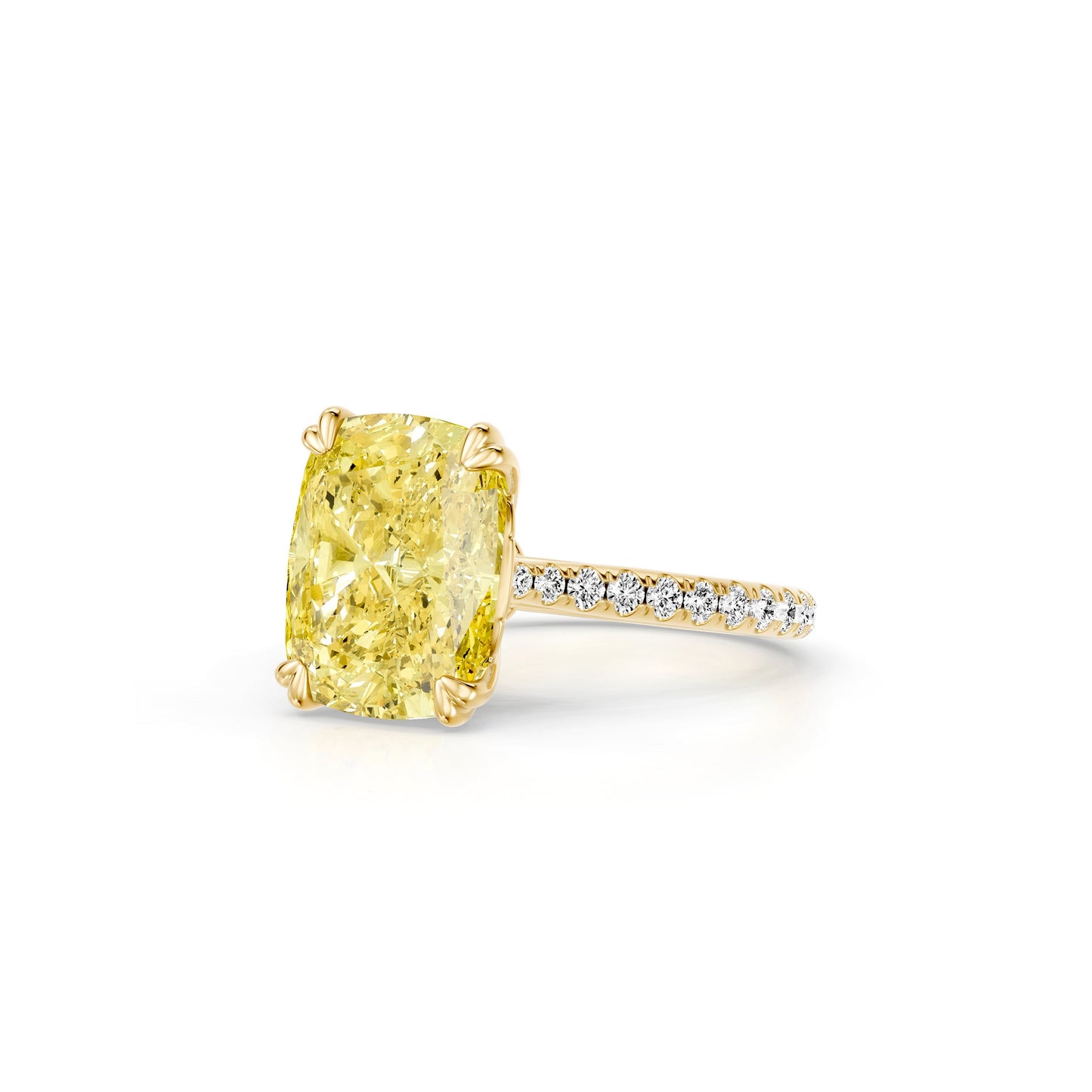 Lara Jewels High Jewellry High Jewelry | SOHO Elongated Cushion Yellow Diamond Engagement Ring - Elongated Cushion - 14k Yellow Gold - Side View