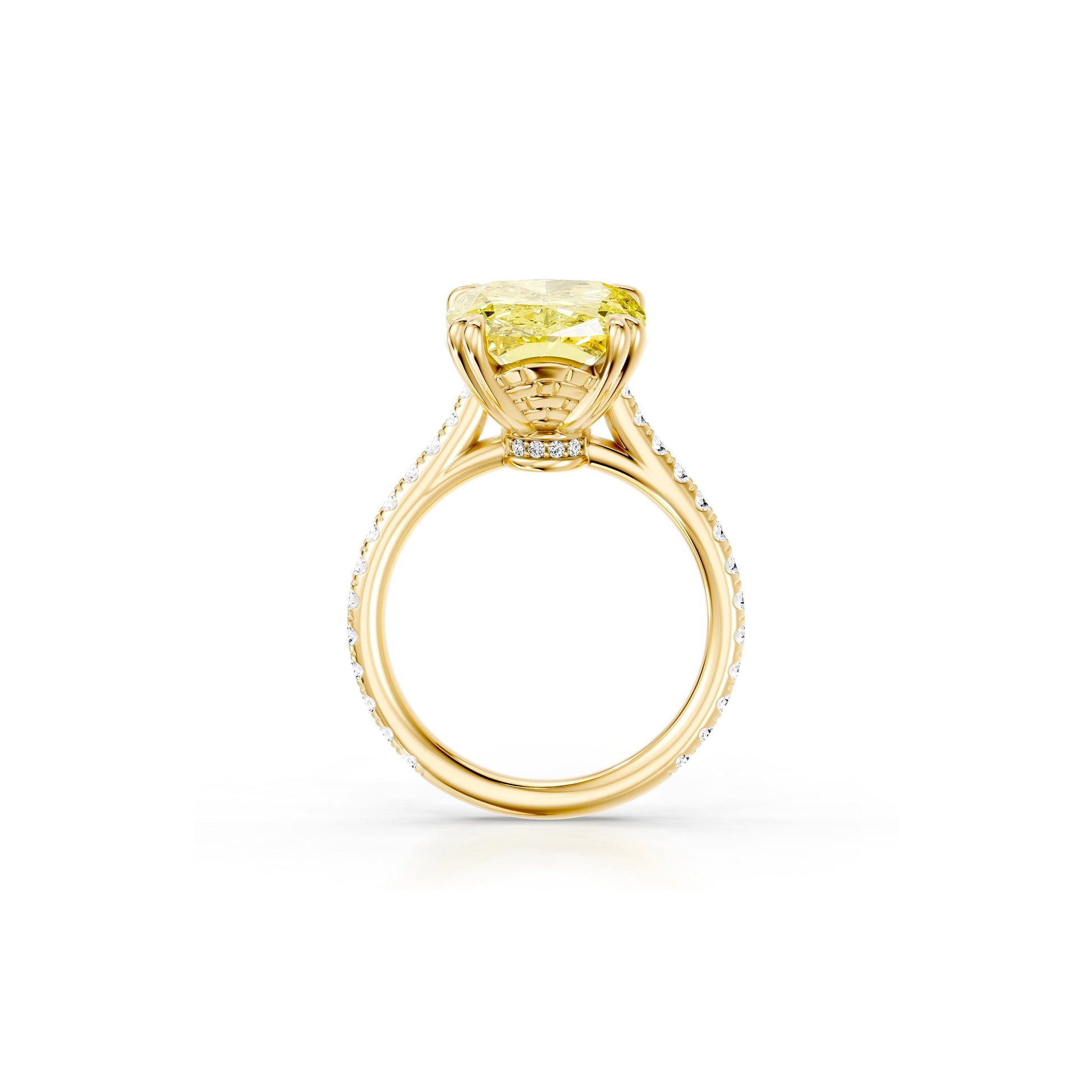 Lara Jewels High Jewellry High Jewelry | SOHO Elongated Cushion Yellow Diamond Engagement Ring - Elongated Cushion - 18k Yellow Gold - Detail View