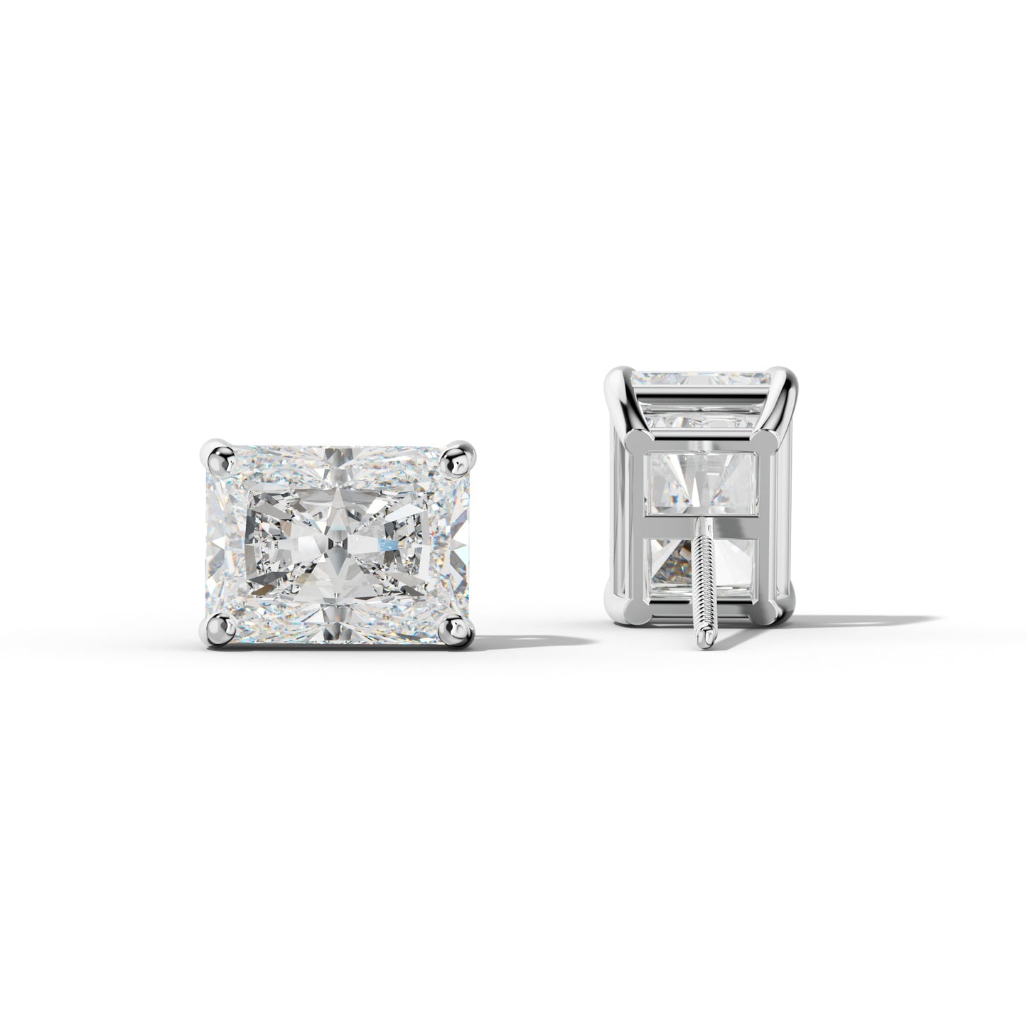 Radiant Diamond Stud Earrings With Classic Four Prongs - 1/2 - 14K Yellow Gold