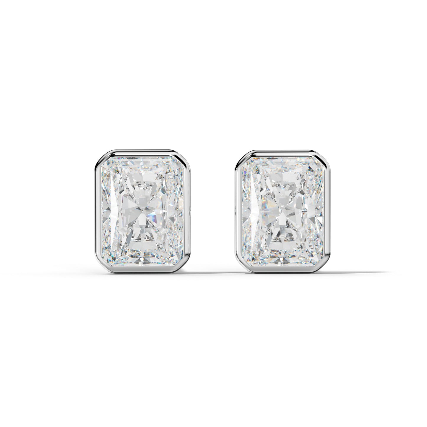 Radiant Diamond Stud Earrings With Martini Bezel Set - 1/2 - 14K Rose Gold