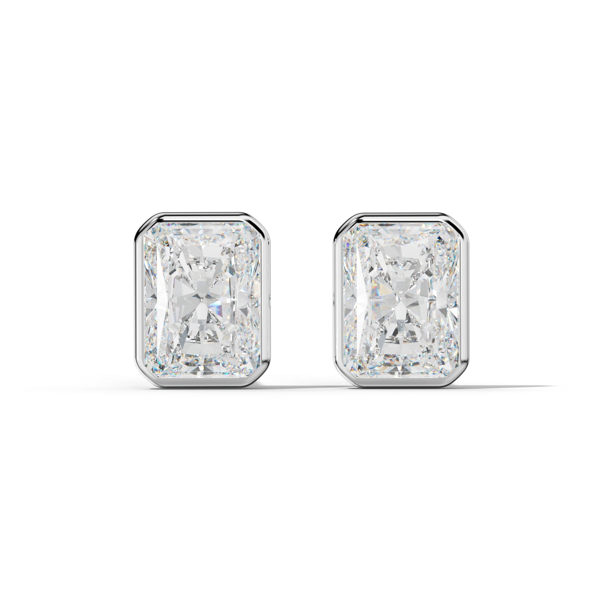 Radiant Diamond Stud Earrings With Martini Bezel Set - 1/2 - 14K Rose Gold