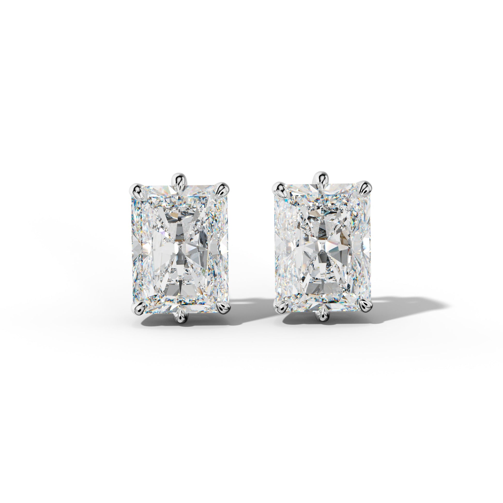 Radiant Diamond Stud Earrings With Six Prongs - 1/2 - 14K Rose Gold