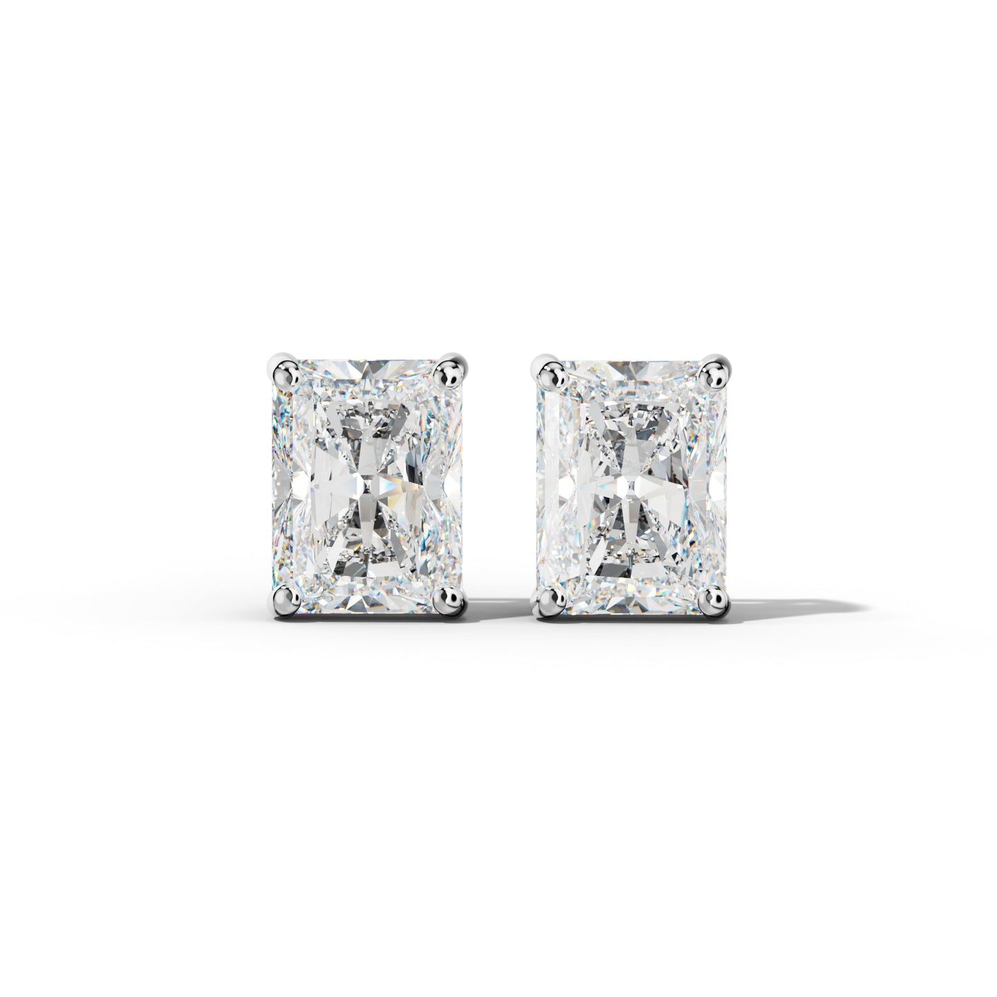 Radiant Diamond Stud Earrings With Classic Four Prongs - 1/2 - 14K Rose Gold